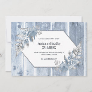 Wedding  Announcement Dusty Blue Wood