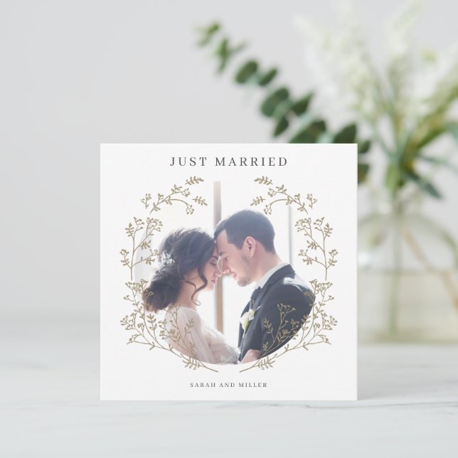 Wedding Announcement Just Married Photo Card (Standing Front)