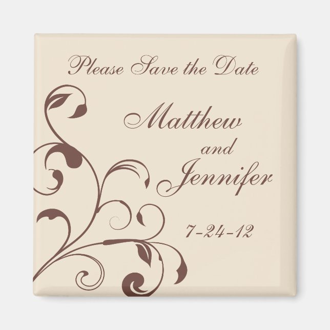 Wedding Announcement Save the Date Magnet - Square (Front)
