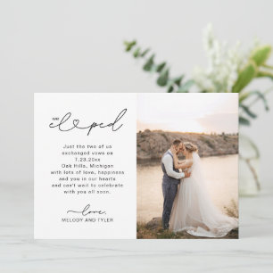 Wedding Announcement We Eloped Script Photo Card