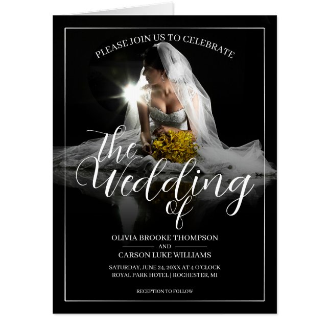 Wedding Announcement with Sitting Bride - Classic  Card (Front)