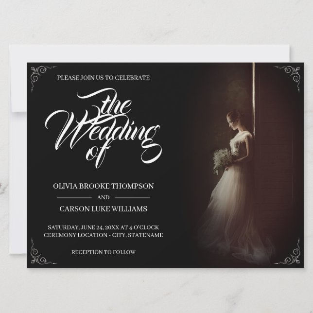 Wedding announcement with standing bride - Classic (Front)