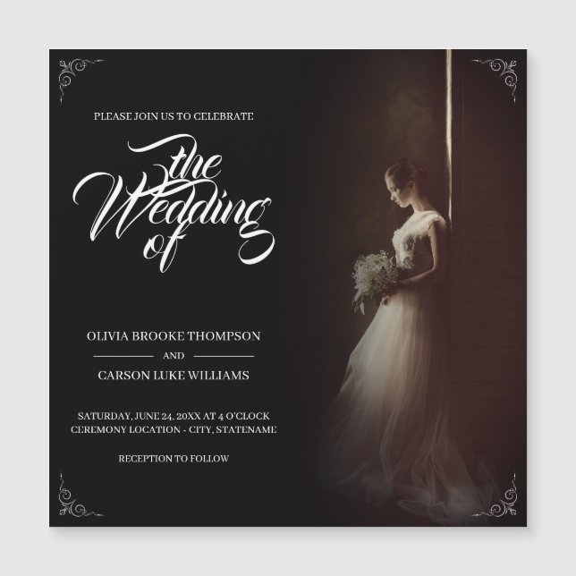 Wedding announcement with standing bride - Classic (Front)