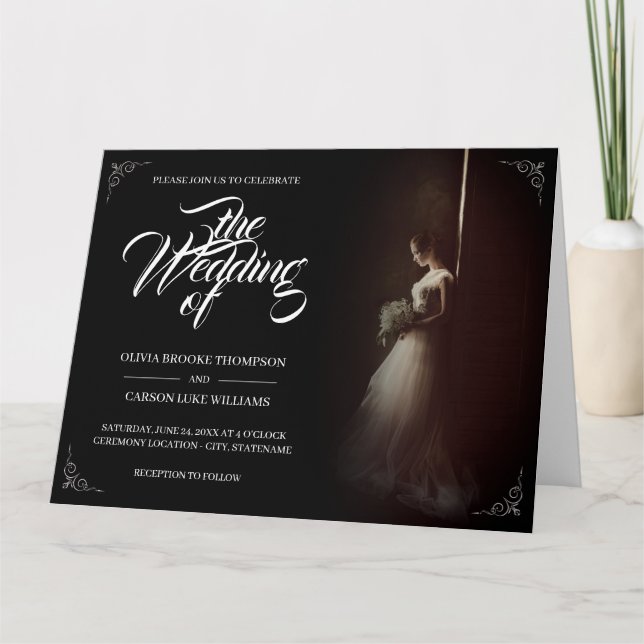 Wedding announcement with standing bride - Classic (Front)