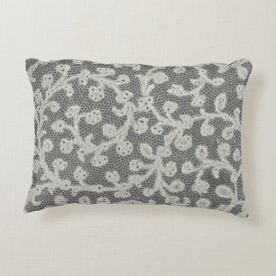 Wedding Antique Lace Linen White Classic Pretty Accent Pillow