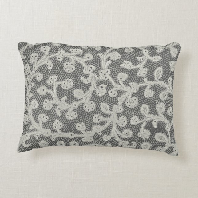 Wedding Antique Lace Linen White Classic Pretty Accent Pillow (Back)