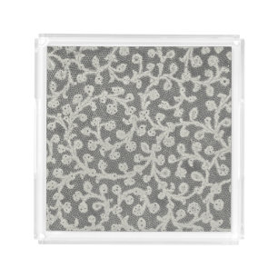 Wedding Antique Lace Linen White Classic Pretty Acrylic Tray