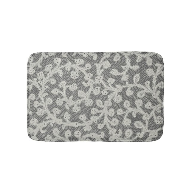 Wedding Antique Lace Linen White Classic Pretty Bathroom Mat (Front)