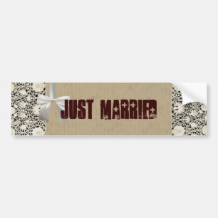 Wedding Antique Lace Linen White Classic Pretty Bumper Sticker