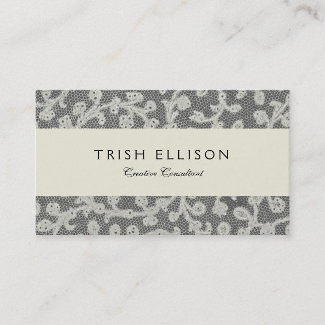 Wedding Antique Lace Linen White Classic Pretty Business Card (Front)