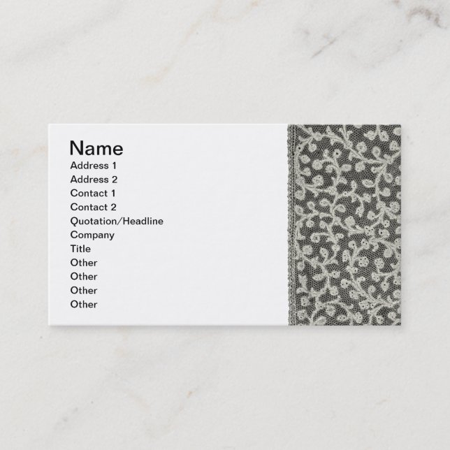 Wedding Antique Lace Linen White Classic Pretty Business Card (Front)