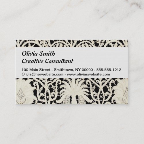 Wedding Antique Lace Linen White Classic Pretty Business Card