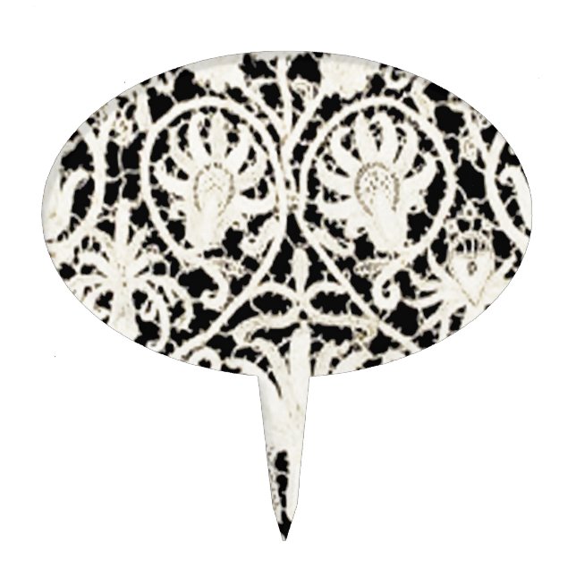 Wedding Antique Lace Linen White Classic Pretty Cake Topper (Front)