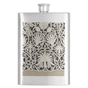 Wedding Antique Lace Linen White Classic Pretty Flask
