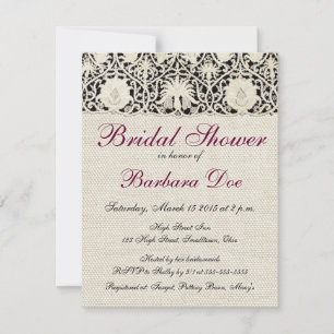 Wedding Antique Lace Linen White Classic Pretty Invitation