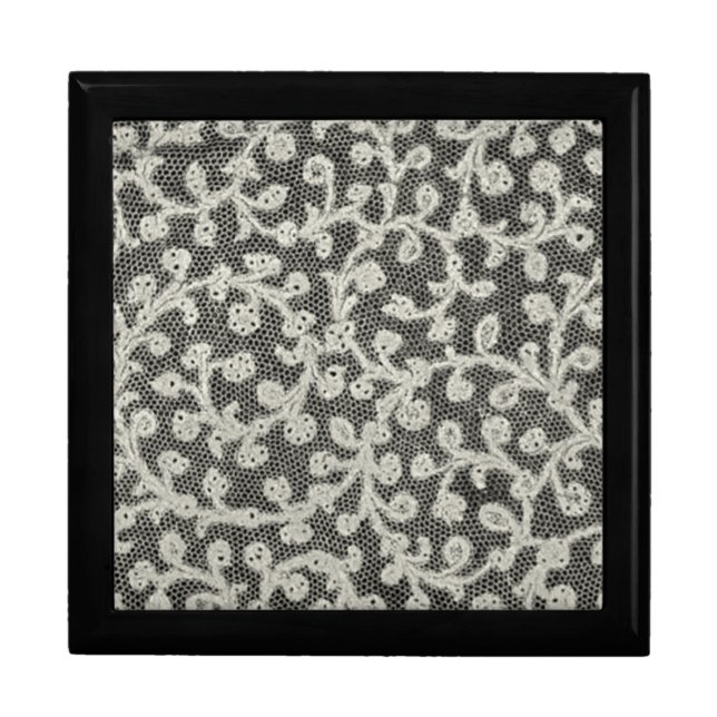 Wedding Antique Lace Linen White Classic Pretty Keepsake Box (Front)