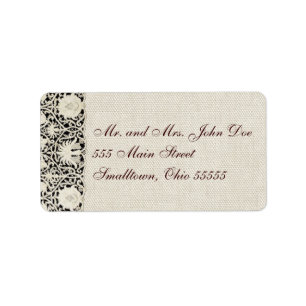 Wedding Antique Lace Linen White Classic Pretty Label