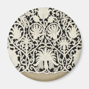 Wedding Antique Lace Linen White Classic Pretty Magnet