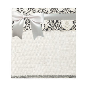 Wedding Antique Lace Linen White Classic Pretty Notepad