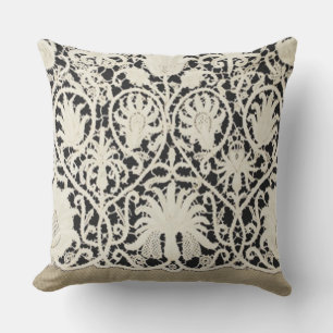 Wedding Antique Lace Linen White Classic Pretty Outdoor Pillow