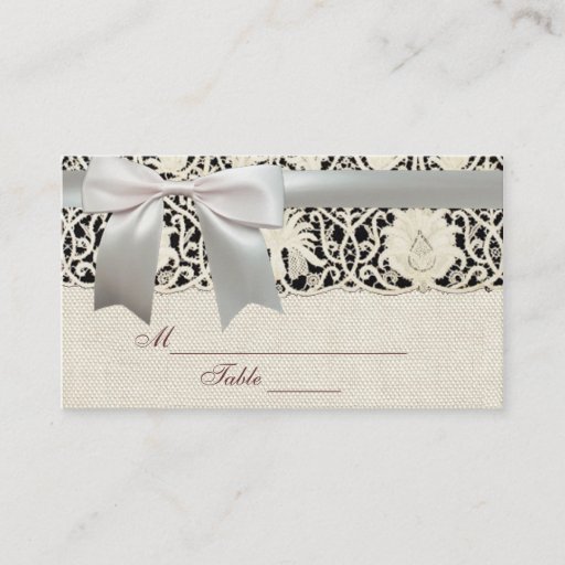 Customizable Wedding Vintage White Lace and Linen Business Card Templates