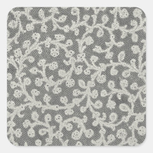 Wedding Antique Lace Linen White Classic Pretty Square Sticker