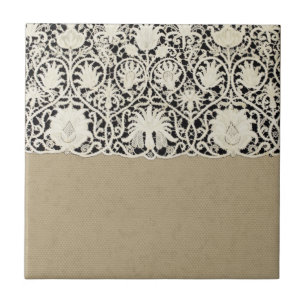 Wedding Antique Lace Linen White Classic Pretty Tile