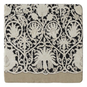 Wedding Antique Lace Linen White Classic Pretty Trivet