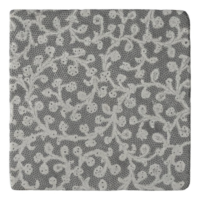 Wedding Antique Lace Linen White Classic Pretty Trivet (Front)