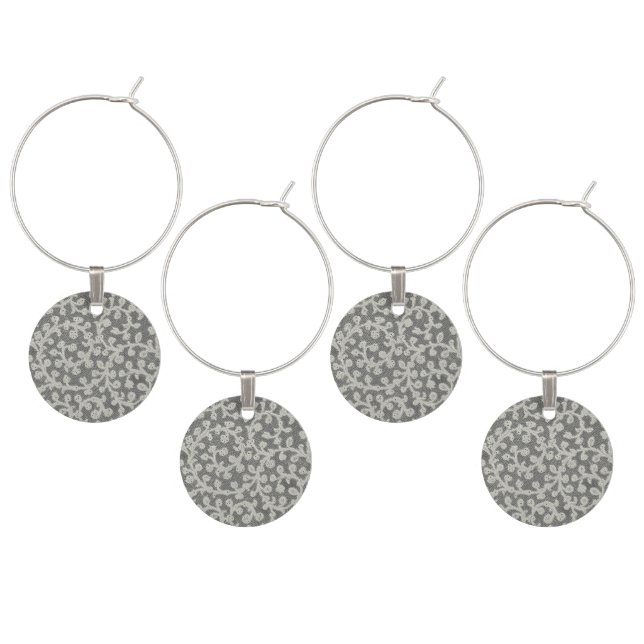 Wedding Antique Lace Linen White Classic Pretty Wine Glass Charm (Staggered)