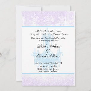 Wedding Antique Lavender Damask Chandelier Invitation