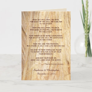 Wedding Apache Blessing Feel No Rain Brown Stone Card