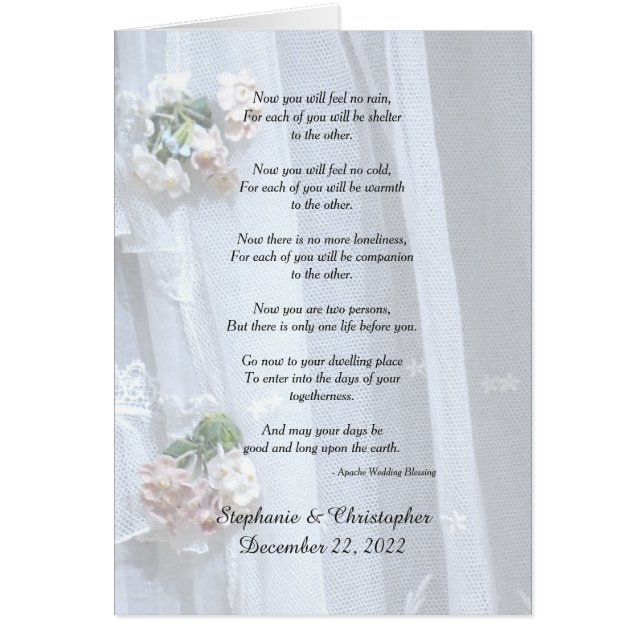 Wedding, Apache Blessing Now You Will Feel No Rain Cards (Front)