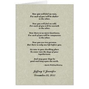 Wedding, Apache Blessing, Tan Grey Greeting Card
