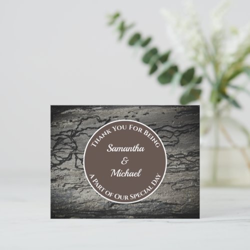 Wedding Appreciation Rustic Driftwood Thank You Postcard