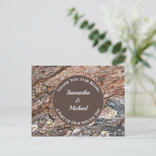 Wedding Appreciation Rustic Woodgrain Thank You  Postcard