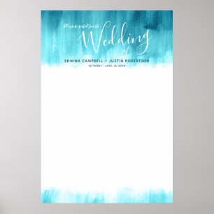 Wedding aqua blue green abstract blank table plan poster