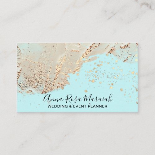  Wedding Aqua Gold Foil Glitter Beauty Elegant  Business Card