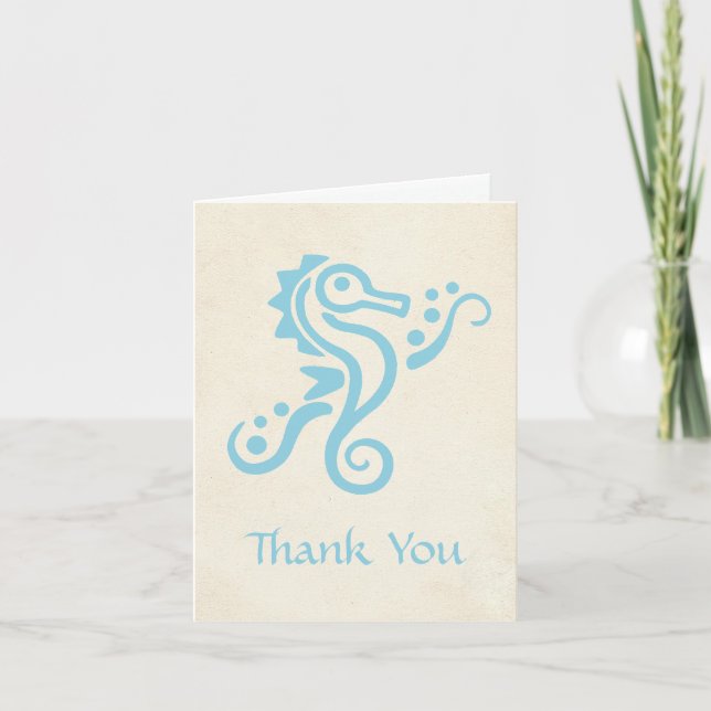 Wedding Aqua Turquoise Seahorse Thank You Card (Front)