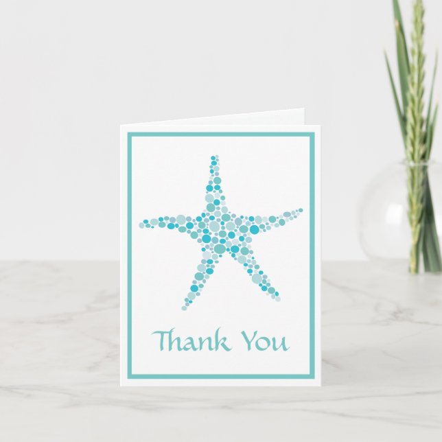 Wedding Aqua Turquoise Starfish Thank You Card (Front)
