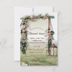 Wedding Arbor Lantern Rehearsal Dinner Invitation