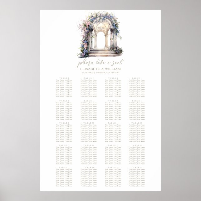 Wedding Arch 20 Table Wedding Seating Chart (Front)