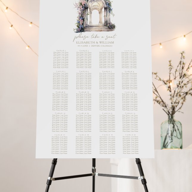 Wedding Arch 20 Table Wedding Seating Chart Foam Board (In Situ (Stand))