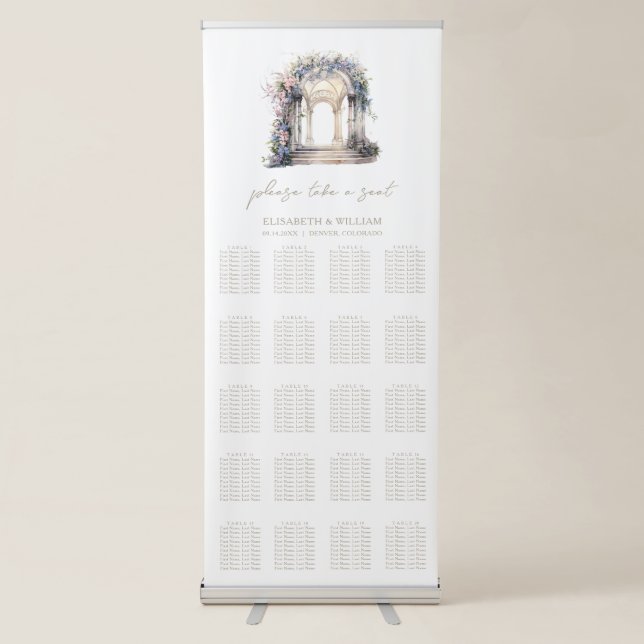 Wedding Arch 20 Table Wedding Seating Chart Retractable Banner (Front)