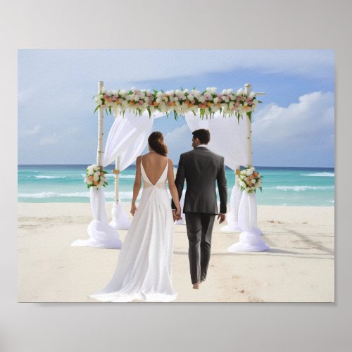 Wedding Arch Beach Custom Photography Background Poster