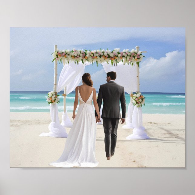 Wedding Arch Beach Custom Photography Background Poster (Front)