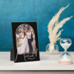 Wedding Arch Photo Black Plaque<br><div class="desc">A special keepsake features your wedding photo in an elegant arch design with the text "Married" in chic text along with your names and wedding date on a black background. Beautiful gift for your family and a fabulous memory to display in your own home. BACKGROUND color can be changed! MORE...</div>