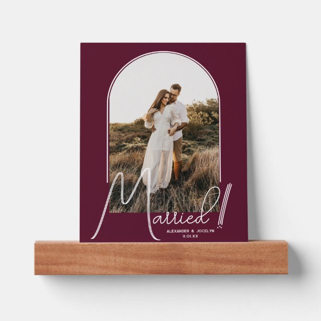 Wedding Arch Photo Burgundy Picture Ledge (Front)