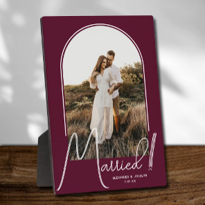 Wedding Arch Photo Burgundy Plaque