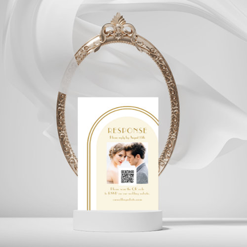 Wedding Arch Photo Rsvp with QR Code Enclosure Card